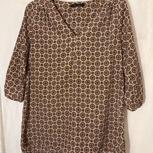 Honey Punch  bohemian Geometric Button Print Top - tan orange